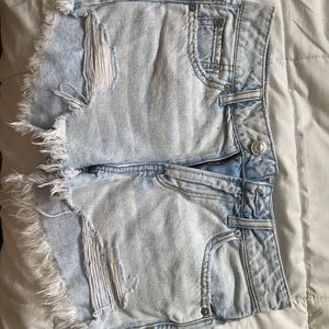 Light wash jean shorts